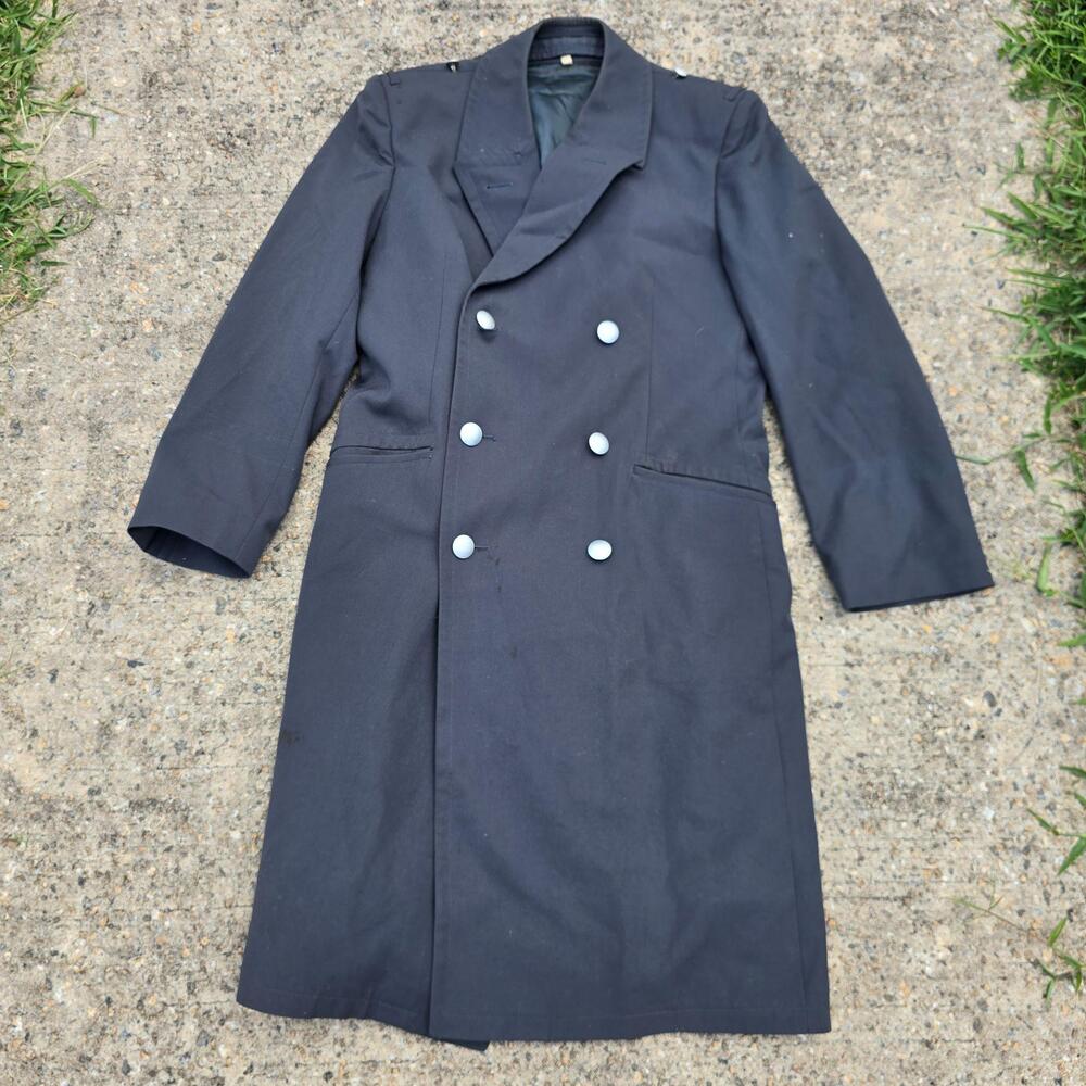 Vintage Joba Waghausel Coat Mens 16 Navy Double Breasted Military Overcoat 1978